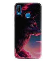 Huawei P20 Lite Mate 10 20 Lite Pro P40 Lite KılıfDesemli Silikon Wolf and Moon 1380