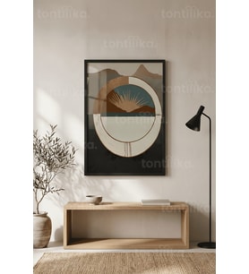 Doğanın Geometrisi Minimalist 1. Kalite Ahşap Çerçeveli Tablo