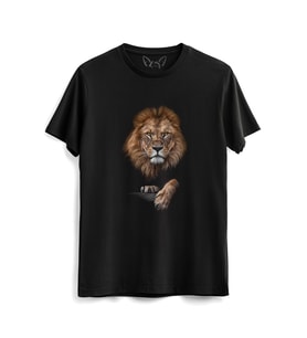 Lion Baskılı  Siyah Tshirt
