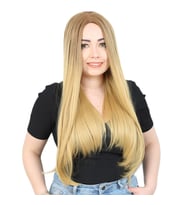 Fiber Sen Uzun Düz Peruk / Kumral / Sarı Ombreli