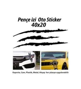 Monster Canavar Pençe Izi Uzun Far Sticker Siyah 40*20 Cm