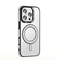 iPhone 16 Pro Kılıf Pırlanta Taş Tasarımlı M-safe Şarj Özellikli Karetta Silikon Kılıf (Siyah)