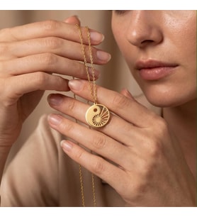 Kişiye Özel 925 Ayar Gümüş Tasarım Yin Yang Kolye (Gold)
