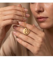 Kişiye Özel 925 Ayar Gümüş Tasarım Yin Yang Kolye (Gold)