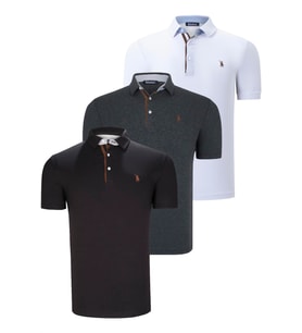 ÜÇLÜ SET T8582 DEWBERRY ERKEK T-SHIRT-SİYAH-BEYAZ-ANTRASİT