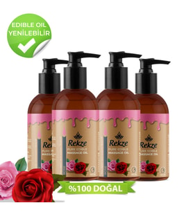 Rekze 4 Adet Gül Aromalı Yenilir Erotik Vücut Masaj Yağı 120 ml