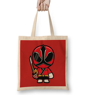Red Power Rangers Samurai Bez Çanta Uzun Saplı