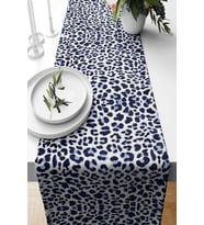 Pelangi Leopar Desen Leke Tutmaz Kumaş Salon Mutfak Masa Değişik Ranır Modelleri Runner, Siyah-Mavi 40 x 140