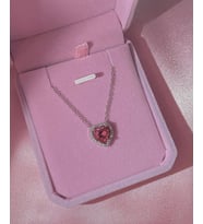 Çelik pembe kalp kolye