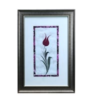 e38 EL İŞÇİLİĞİ EBRU ZEMİNLİ LALE EBRU TABLO - 35*50 CM - 6550