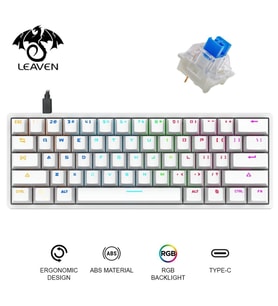 Valkyrie Leaven K620 Blue Switch Mekanik Gaming Oyun Klavyesi RGB 61 Key Mavi Tuş Type-C Klavye Beyaz