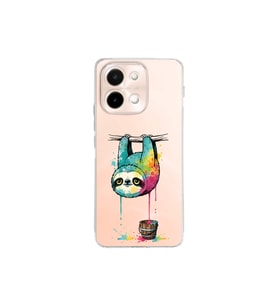 Vivo Y28 ile Uyumlu Splash Tembel Hayvan Tasarımlı Şeffaf Silikon Kılıf