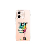 Vivo Y28 ile Uyumlu Splash Tembel Hayvan Tasarımlı Şeffaf Silikon Kılıf