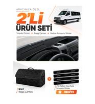 e-biz VOLKSWAGEN CRAFTER (2006-2014) Uyumlu Torpido Örtüsü + Deri Bagaj Çantası Seti - Siyah - MB020