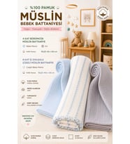 %100 Organik Pamuklu Kumaştan Üçlü Bebek Çocuk Battaniye Seti ( XL Boy ) (