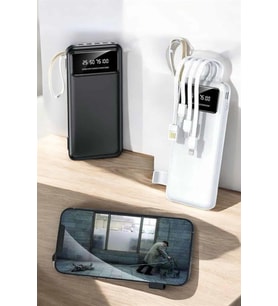 20.000 Mah Led Işıklı LCD Ekran USB Girişli Type-C Lightning Powerbank