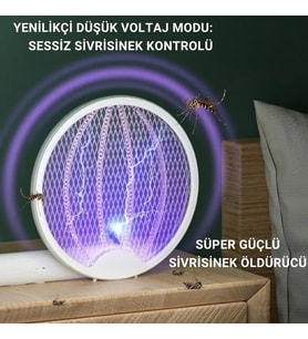 Katlanabilir Şarjlı 12000maH 300V 5 Katmanlı Uv Işıklı Elektrikli Sivrisinek Öldürücü Raket Sinek Öldürücü Sineksavar
