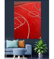 Kırmızı Basketbol Sahası Dokusu Dekoratif Kanvas - Mdf Ahşap Tablo