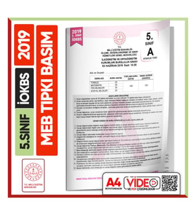 2019 5.Sınıf İOKBS BURSLULUK MEB Tıpkı Basım Çıkmış Soru Kitapçığı Video/PDF Çözümlü Türkiye Geneli