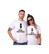 Sevgili Tişörtleri Bay Bayan Çift Kombin Beyaz Bizim Hikayemiz Tshirt 2 Adet