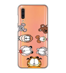 Samsung Galaxy A70 Uyumlu Garfield Tasarımlı Şeffaf Telefon Kılıfı