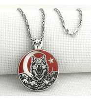 Ayyıldız 925 Ayar Gümüş Bozkurt Kral Zincir Kolye
