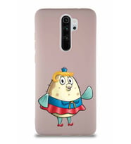 Xiaomi Redmi Note 8 Pro Soft Premier Kapak Bayan Puff Tasarımlı Silikon Kılıf - Pudra (Şeffaf)