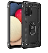 Durukar® Samsung Galaxy A03S Kılıf Sofya Yüzüklü Silikon Kapak - Siyah