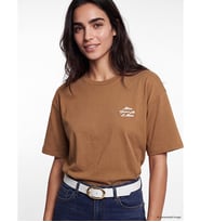 LC WAIKIKI Kahverengi Oversize %100 Pamuklu Kadın Tişört