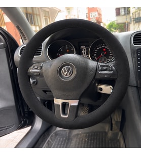 Vw Transporter T5.1 Direksiyon Kılıfı Alcantara Süet Monza Black Serisi Siyah 2009-2015