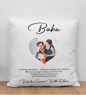 BK Gift Kişiye Özel Fotoğraflı Babalar Günü Tasarımlı Beyaz Kırlent Yastık-4, Babaya Hediye, Ev Dekorasyonu, Babalar Günü Hediyesi