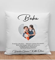 BK Gift Kişiye Özel Fotoğraflı Babalar Günü Tasarımlı Beyaz Kırlent Yastık-4, Babaya Hediye, Ev Dekorasyonu, Babalar Günü Hediyesi