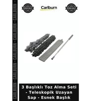 Özel Üretim Pratik Temizlik Ev Ofis 3 Başlıklı Toz Alma Seti - Teleskopik Uzayan Sap - Esnek Başlık