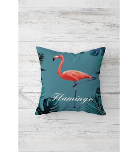 Pembe Flamingo Desenli Çift Tarafı Baskı Gizli Fermuarlı Yastık Kılıfı Kırlent Koltuk Yastık Kılıfı (Mavi)