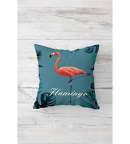 Pembe Flamingo Desenli Çift Tarafı Baskı Gizli Fermuarlı Yastık Kılıfı Kırlent Koltuk Yastık Kılıfı (Mavi)
