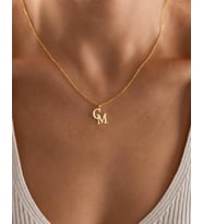 Kişiye Özel 925 Ayar Gümüş Zarif Çift Harf Kolye (Gold)