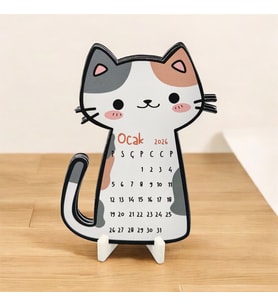 2026 Takvim - Kedi Masaüstü Takvim- Standlı Takvim (Çok Renkli)