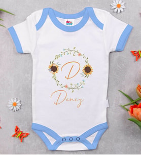 BK Kids Kişiye Özel Mavi Bebek Body Zıbın - Model 134