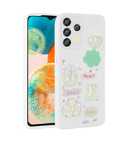 Galaxy A13 4G Kılıf Kabartma Figürlü Parlak Zore Toys Silikon Kapak (Beyaz)