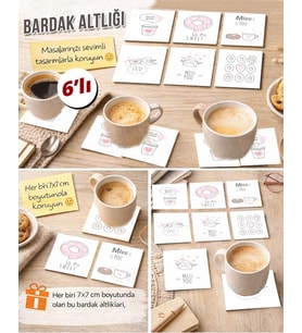 Sevgi Temalı 2 7x7 – 6’lı Set Dekoratif Kare Tasarım