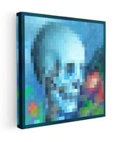 Kare Kanvas Tablo Skull And Roses Piksel Minecraft Tablosu Ev Ofis Salon Duvar Dekoru