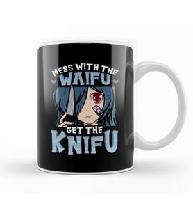 Cute Anime Mess With The Waifu Get The Knifu Girl Kupa Bardak Porselen