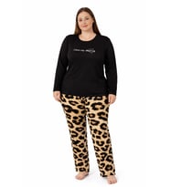 Kadın 7254 Uzun Kol Likralı Büyük Beden Pijama Takımı