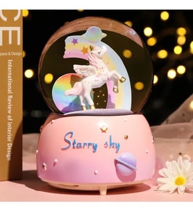 Kar Küresi Işıklı Müzikli Sevimli Unicorn