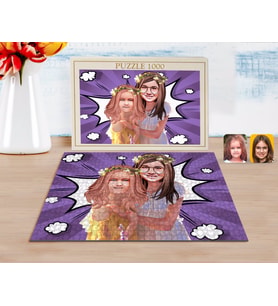 BK Gift Kişiye Özel Kız Kardeşler Karikatürlü 1000 Parça Profesyonel Puzzle-2