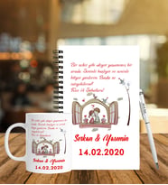 Sevgililer Gününe Özel Ahşap Defter Kalem & Kupa Hediye Seti 9