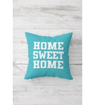 Home Sweet Home Çift Tarafı Baskılı Gizli Fermuarlı Yastık Kılıfı Kırlent Koltuk Yastık Kılıfı (Turkuaz)