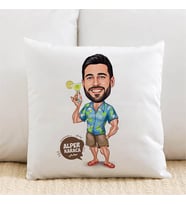 Kişiye Özel Karikatürlü Tatil Yapan Erkek Yastık