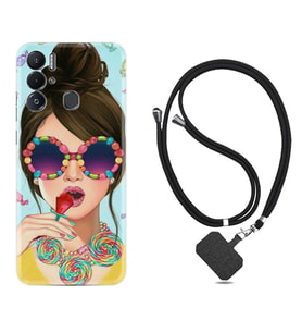 Tecno Pova Neo Kılıf Resimli Boyun Askılı İpli Desenli Silikon Sugar and Woman 1418