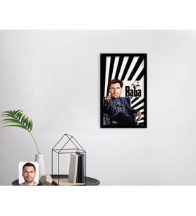 BK Gift Kişiye Özel Godfather Baba Karikatürlü Dekoratif Ahşap Siyah Çerçeveli Tablo-20